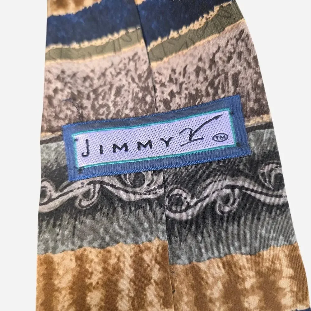 Vintage Jimmy V Tie 90s Abstract Retro Statement Necktie Silk Made in USA